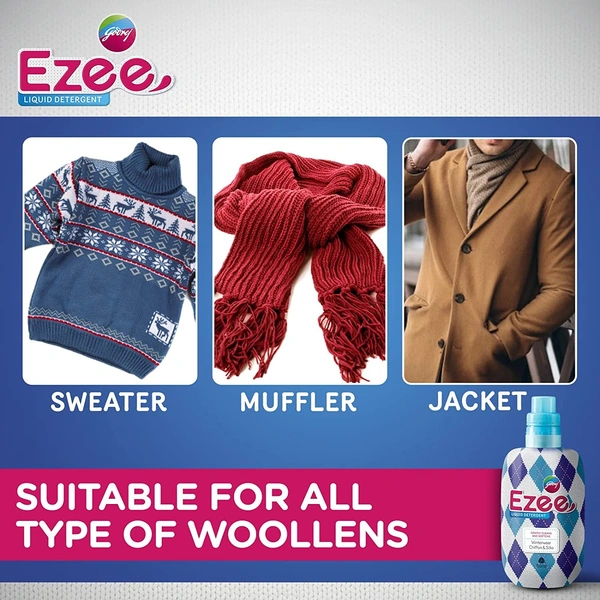 Godrej Ezee Liquid Detergent - 500g Bottle | for Winter-wear | Added Conditioner | No Soda Formula | Woolmark Certified