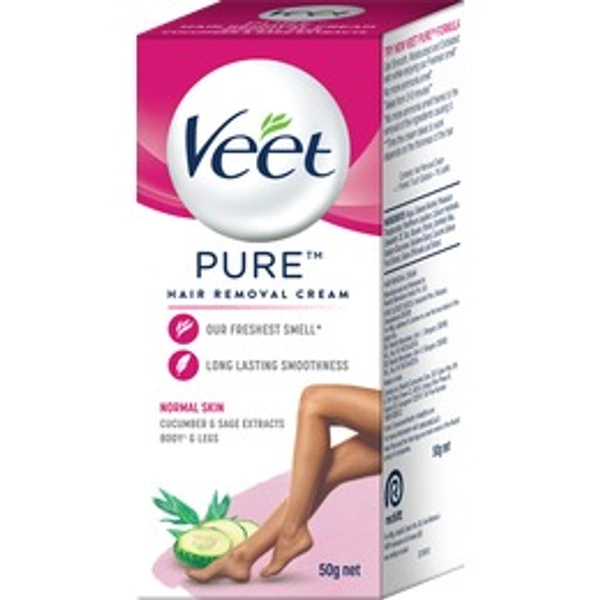 Veet Pure Hair Removal Cream - For Women, With No Ammonia Smell, Normal Skin, 30 g - Pink