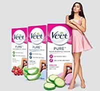 Veet Pure Hair Removal Cream - For Women, With No Ammonia Smell, Dry Skin, 30 g - Green