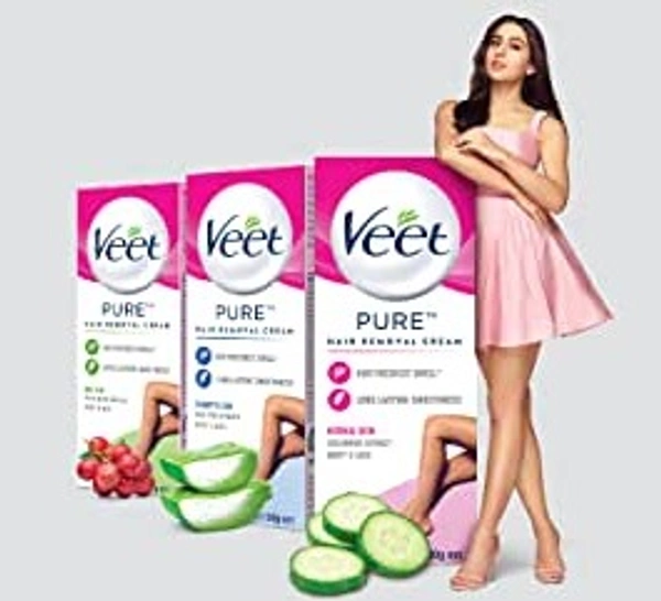 Veet Pure Hair Removal Cream - For Women, With No Ammonia Smell, Dry Skin, 30 g - Green