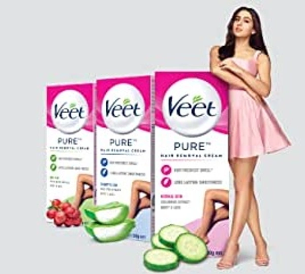 Veet Pure Hair Removal Cream - For Women, With No Ammonia Smell, Normal Skin, 30 g - Pink
