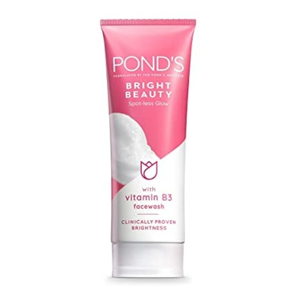 PONDS POND'S Bright Beauty Spot-less Glow Face Wash With Vitamins, Removes Dead Skin Cells & Dark Spots, Double Brightness Action, All Skin Types, 100g