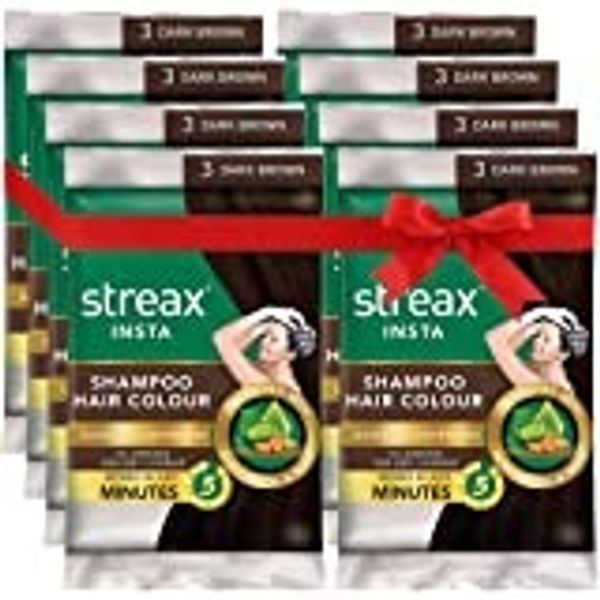 Streax Insta Hair Colour Cream Shampoo, Natural Black, 25ml - Dark Brown