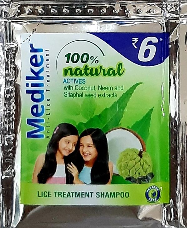 Mediker Natural Anti-Lice Treatment Shampoo, 5ml MRP RS 6/- (18 IN MALA)