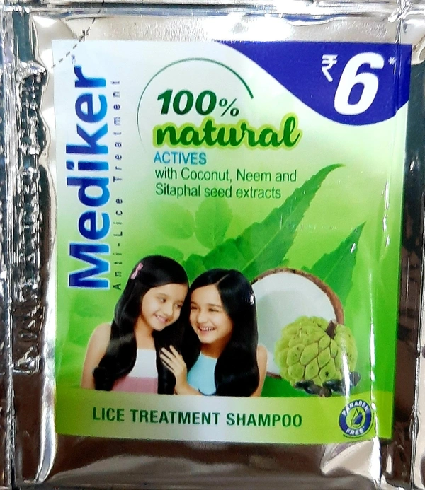 Mediker Natural Anti-Lice Treatment Shampoo, 5ml MRP RS 6/- (18 IN MALA)
