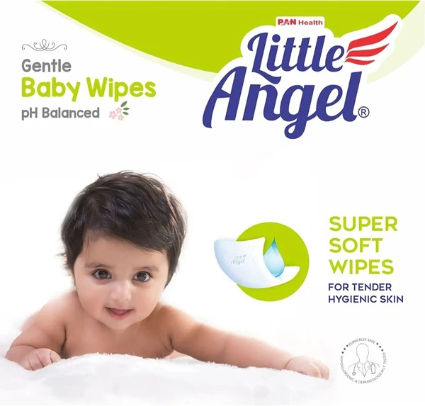 Little Angel Gentle Soft Cleansing Baby Wipes 72 Count with Aloevera & Vitamin E, (72 Count)