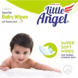 Little Angel Gentle Soft Cleansing Baby Wipes 72 Count with Aloevera & Vitamin E, (72 Count)