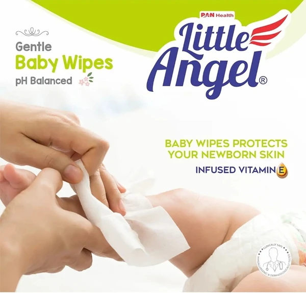 Little Angel Gentle Soft Cleansing Baby Wipes 72 Count with Aloevera & Vitamin E, (72 Count)