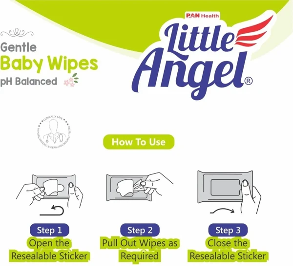 Little Angel Gentle Soft Cleansing Baby Wipes 72 Count with Aloevera & Vitamin E, (72 Count)