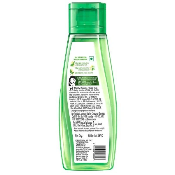 HAIR & CARE with Aloe Vera, Olive Oil & Green Tea  Hair Oil, 500Ml.