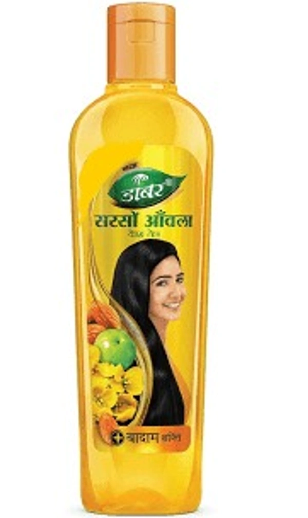 Dabur  Sarso Amla Hair Oil - For Longer & Stronger Hair, 100% Natural, Enriched with Almond, 80 ml