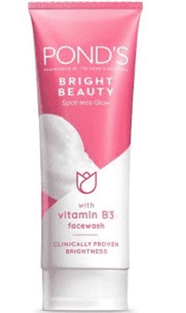 PONDS POND'S Bright Beauty Spot-less Glow Face Wash With Vitamins, Removes Dead Skin Cells & Dark Spots, Double Brightness Action, All Skin Types, 50 gm