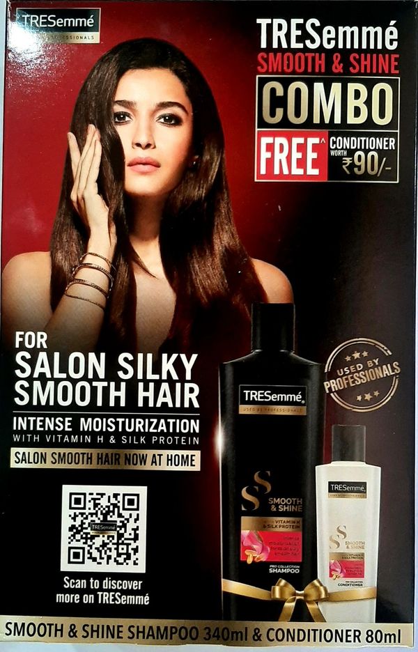 TRESemme Smooth & Shine Pro Collection Shampoo - Vitamin H & Silk Protein, Intense Moisturisation, 340 ml+Conditioner 80ml