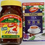 Dabur  Honey - Worlds No. 1 Honey Brand With No Sugar Adulteration, 500 Gm+Dabur Vedic Tea Free.