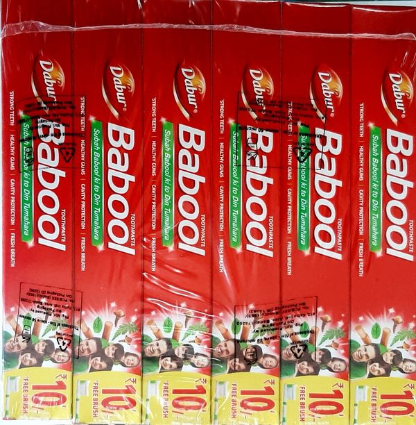 Dabur Babool Paste 20Gm. + Tooth Brush Worth Rs 10.00 Free 12 Pcs+ Red Paste 10 Rs