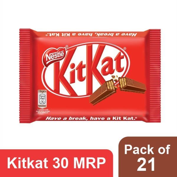 Nestle Kit Kat 4  Finger Wfer Bar Mrp. 30/- Rs. 21 Pcs in box
