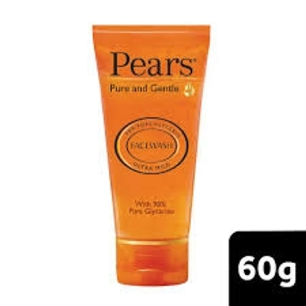 HUL Pears Pure and Gentle Daily Cleansing Facewash, Mild Cleanser With Glycerine, Balances Ph, 100% Soap Free, 60gm.