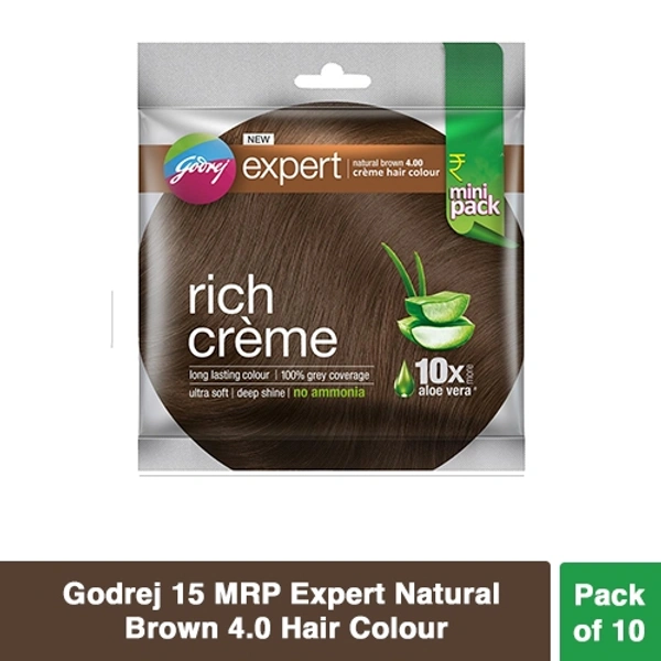 Godrej 40  MRP Expert Dark Brown 4.06 Creame Hair Colour (Pack Of 10 ) - Carnaby Tan
