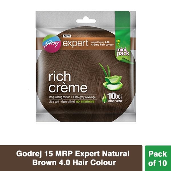 Godrej  37 MRP Expert Dark Brown 4.06 Creame Hair Colour (Pack Of 10 ) - Carnaby Tan