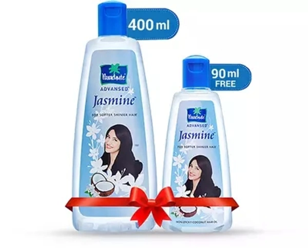 Parachute Advansed Jasmine Coconut Hair Oil For Shiny & Strong Hair 400ml + 90mlFree - OFFER PACK