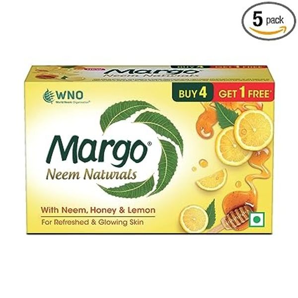 Margo Neem Naturals Soap | Enriched With Honey & Lemon  [100GM X 5]