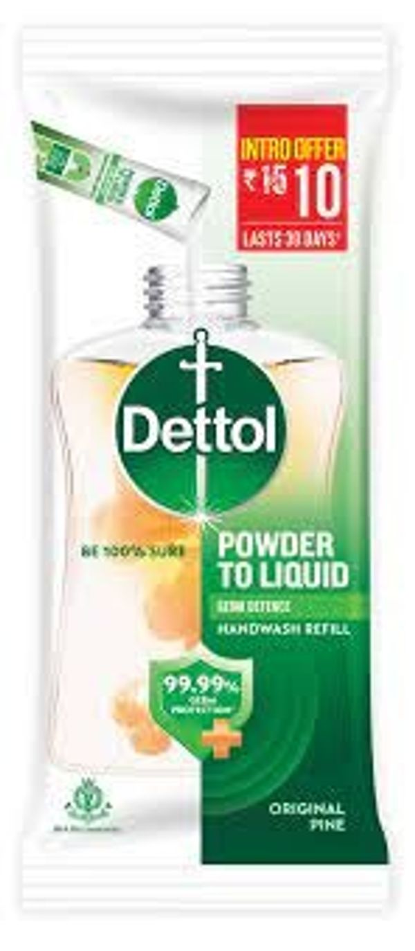 Dettol Powder to Liquid Germ Defense Hand Wash Refill Original Pine 8g PACK