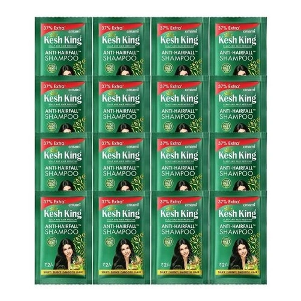 Keshking Scalp And Hair Medicine Anti-Hairfall Shampoo Sachet (5 Strings Of 16 Sachets Each)
