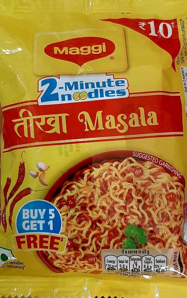 MAGGI NOODLE MAGGI 2-Minute Noodles (5 PCS GET 1 PCS FREE) - तीखा Masala