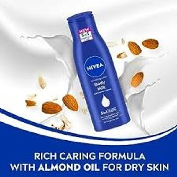 NIVEA Body Lotion for Very Dry Skin, Nourishing Body Milk with 2x Almond Oil 48H Moisturization, For Men & Women - 80 ML