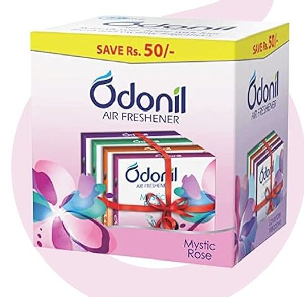 Odonil Bathroom Air Freshner Blocks - 240g (48g*5) | Mixed Fragrances: Jasmine, Lavender, Orchid, Rose| Long Lasting Fragrance