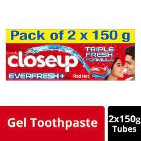Closeup Ever Fresh+ Gel Red Hot Toothpaste, 300 gm (2x150 gm)