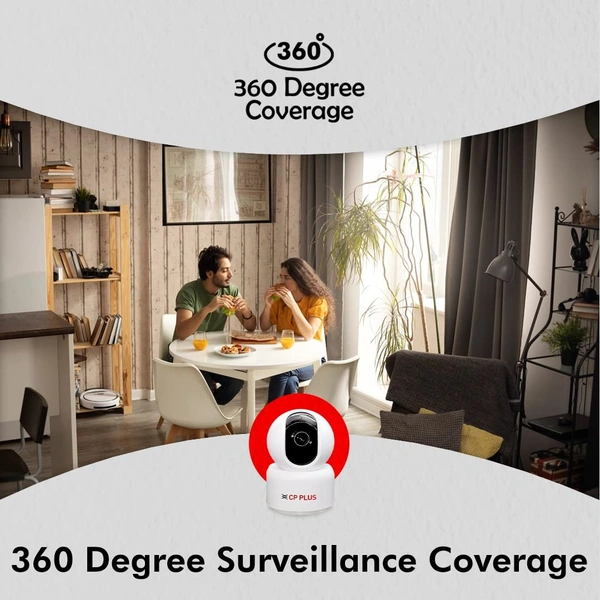 CP PLUS CP Plus 1080P Full HD Smart WiFi Camera |360° with Pan & Tilt | View and Talk | Motion Alert | Night Vision |SD Card (Up to 128 GB) |Alexa and Google Support | IR Distance 10 MTR | CP-E25A