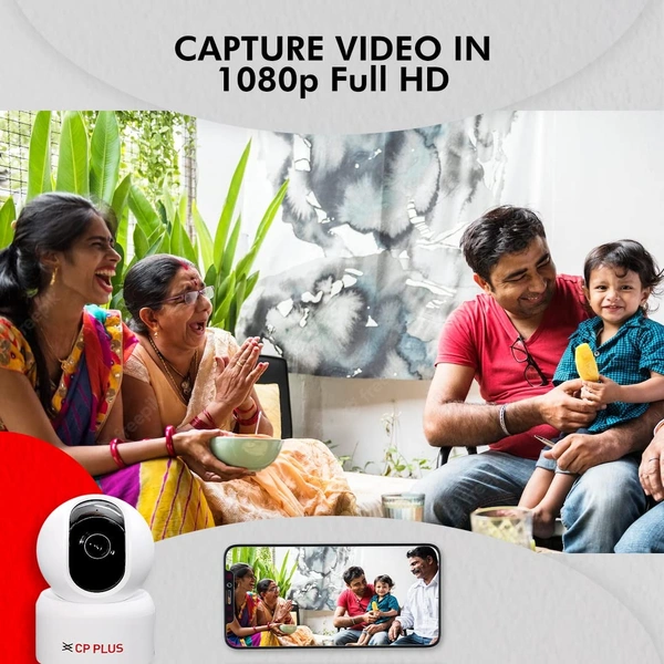 CP PLUS CP Plus 1080P Full HD Smart WiFi Camera |360° with Pan & Tilt | View and Talk | Motion Alert | Night Vision |SD Card (Up to 128 GB) |Alexa and Google Support | IR Distance 10 MTR | CP-E25A