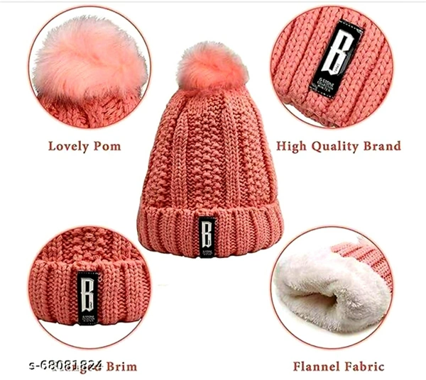 Trendy Winter Cap For Women  - pink, medium 