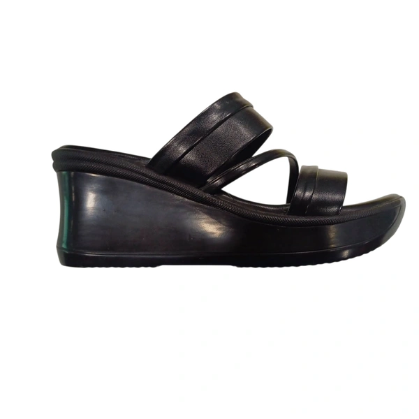 Pulse Women's Black Wedge Slip-On Sandals - Black, 37