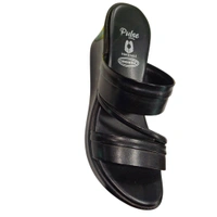 Pulse Women's Black Wedge Slip-On Sandals - Black, 39