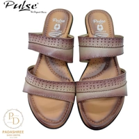 Pulse Leather Low Wedge Sandal - 36, Cream