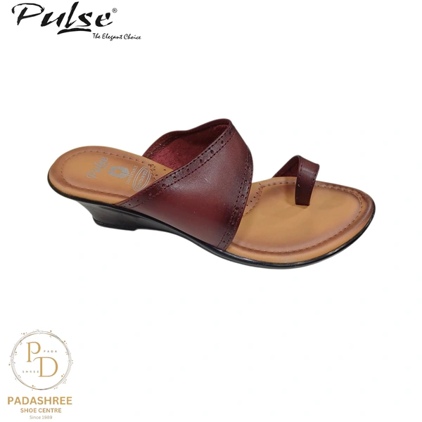 Pulse Elegant Leather Slip-On Sandals - Cherry, 38