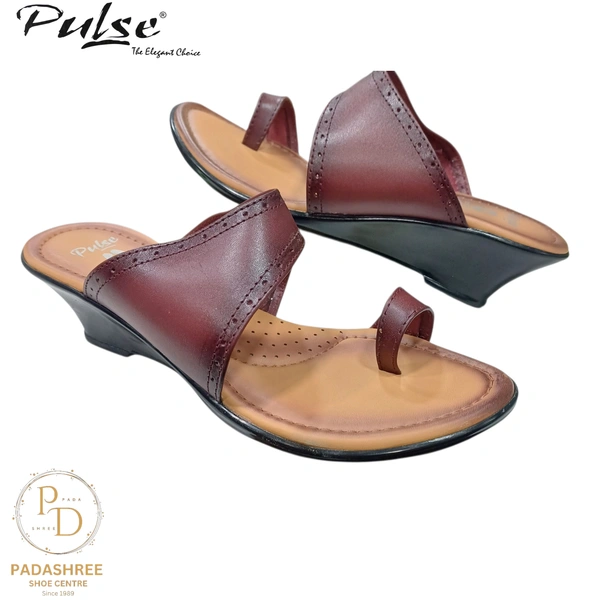 Pulse Elegant Leather Slip-On Sandals - Cherry, 39