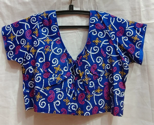 Print Blouse - 10 - Royal blue, 34