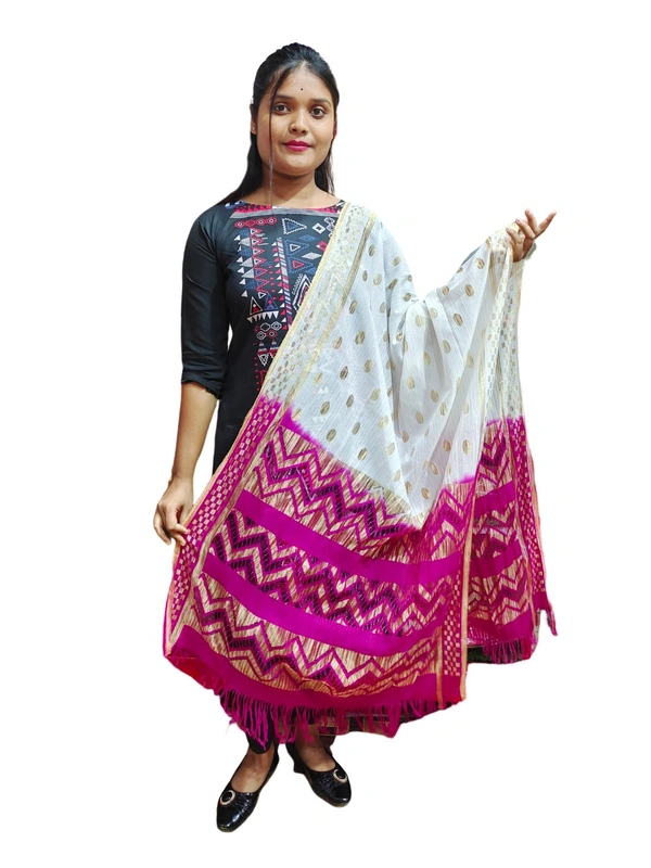Dupatta-02 - Orange white