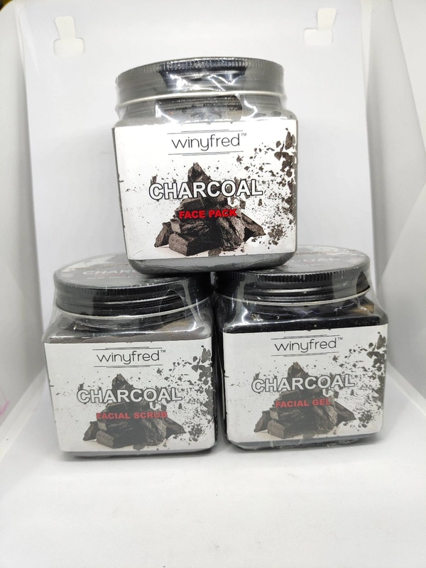   Char Coal face pack, Facial Gel, Facial Scrub-01  - 3Pcs - Combos