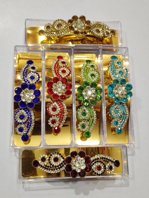 Fancy Back Hair Clips-04 - Green