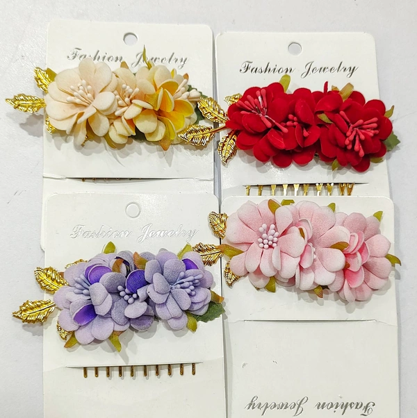 Flower  shape hair clip-A1 - Pink