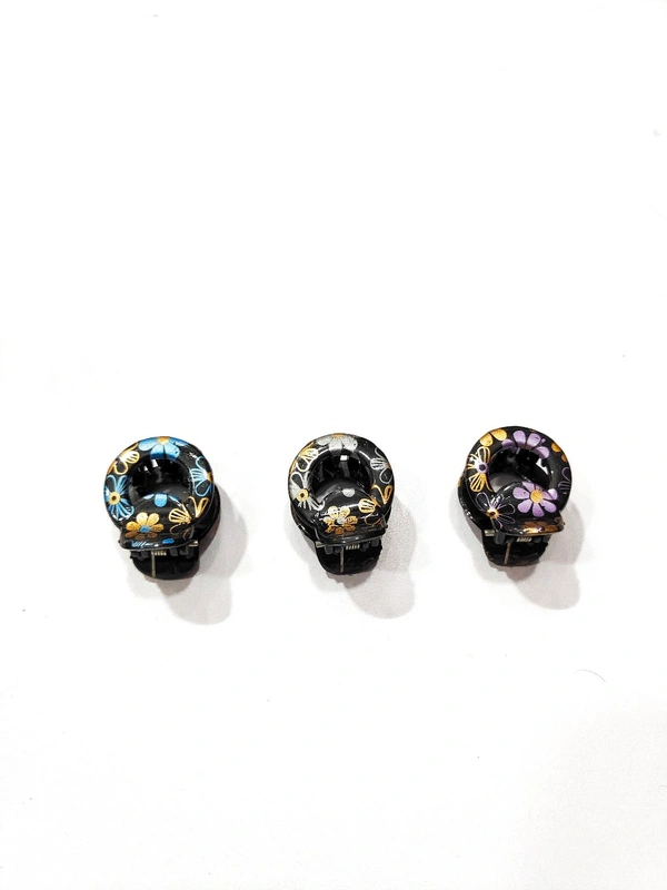 Printed Black Baby Girls Hair Clutchers-A1