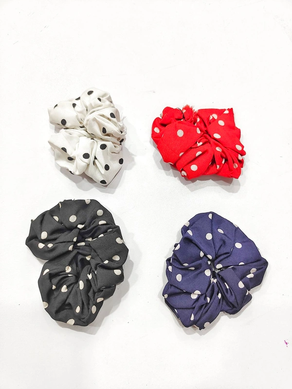 Printed Satin Hair Scrunchies-A1 - Persian Blue