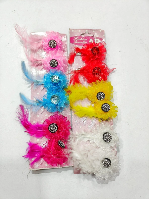 Multi Color  Flower Hair Clip-A1 - Red