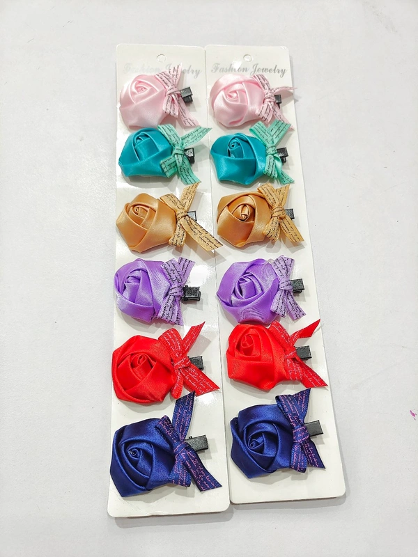 Multi Color Rose Flower Hair Clip-A1 - Mauve
