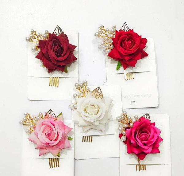 Fancy Hair Rose Pin-A1 - Guardsman Red