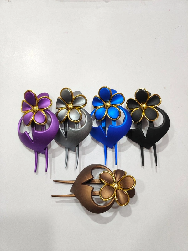 Fancy Matt Finish Flower Hair Clutchers-A1 - Blue Ribbon
